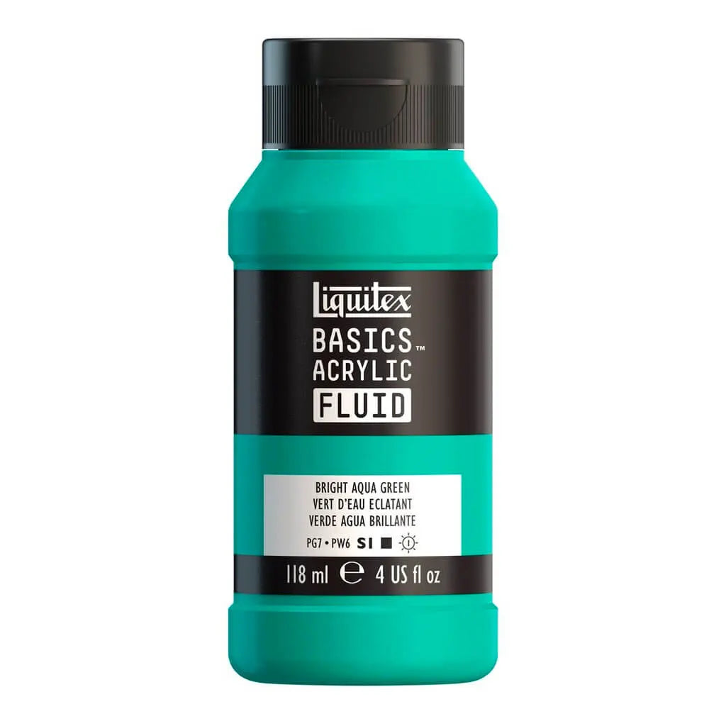 Liquitex Basics Acrylic Fluid  118ml (4oz) Bottle Bright Aqua Green S1