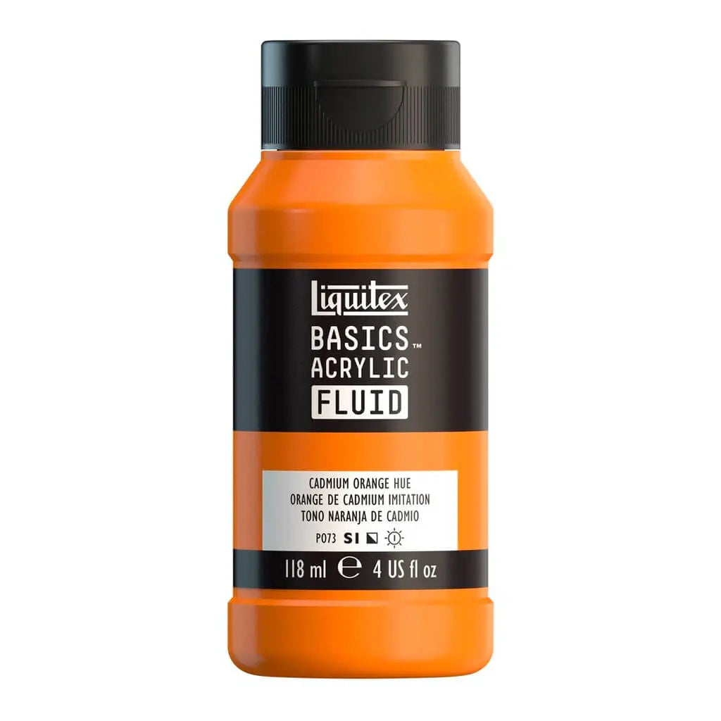 Liquitex Basics Acrylic Fluid  118ml (4oz) Bottle Cadmium Orange Hue S1