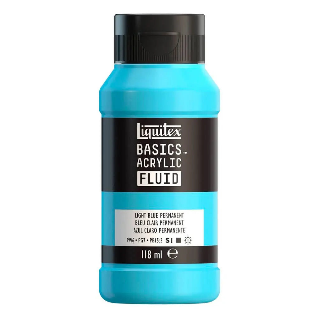 Liquitex Basics Acrylic Fluid  118ml (4oz) Bottle Light Blue Permanent S1