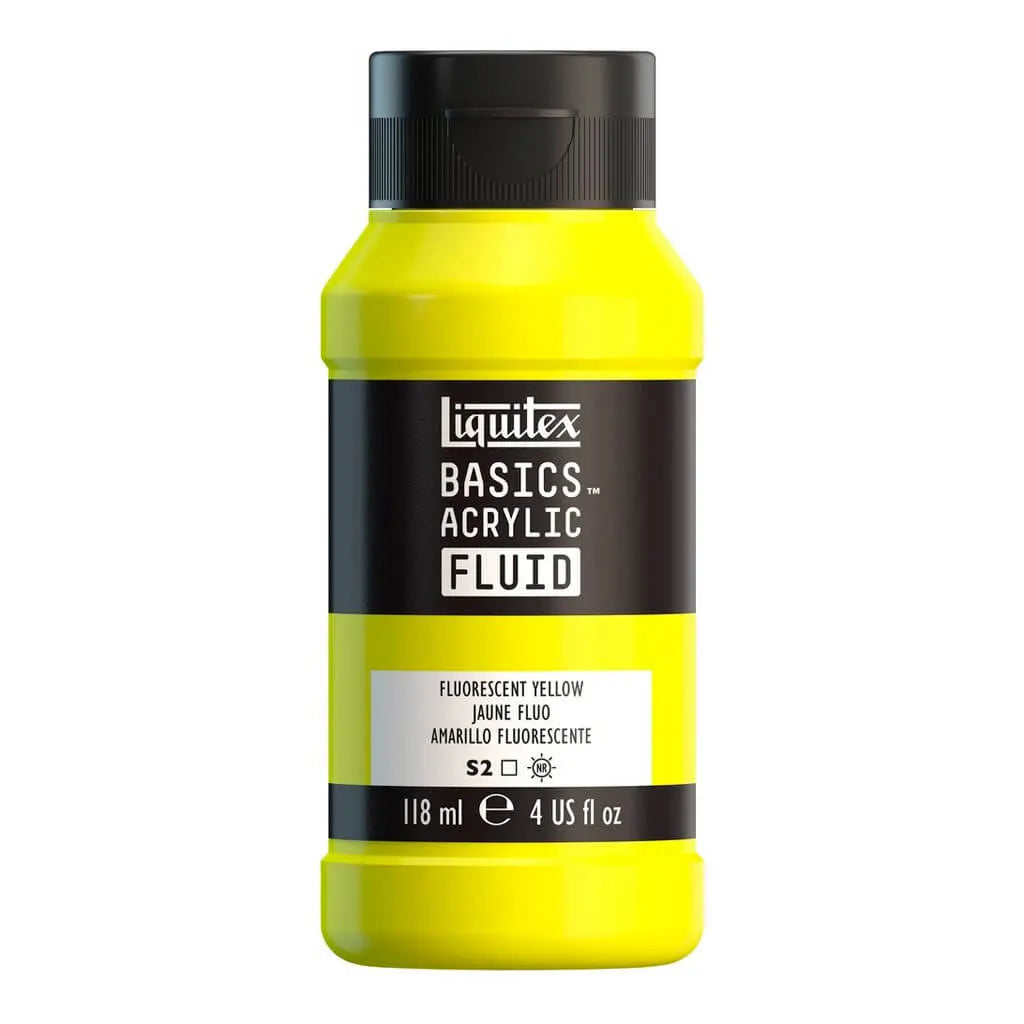 Liquitex Basics Acrylic Fluid  118ml (4oz) Bottle Fluorescent Yellow S1