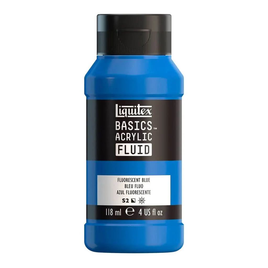 Liquitex Basics Acrylic Fluid  118ml (4oz) Bottle Fluorescent Blue S1