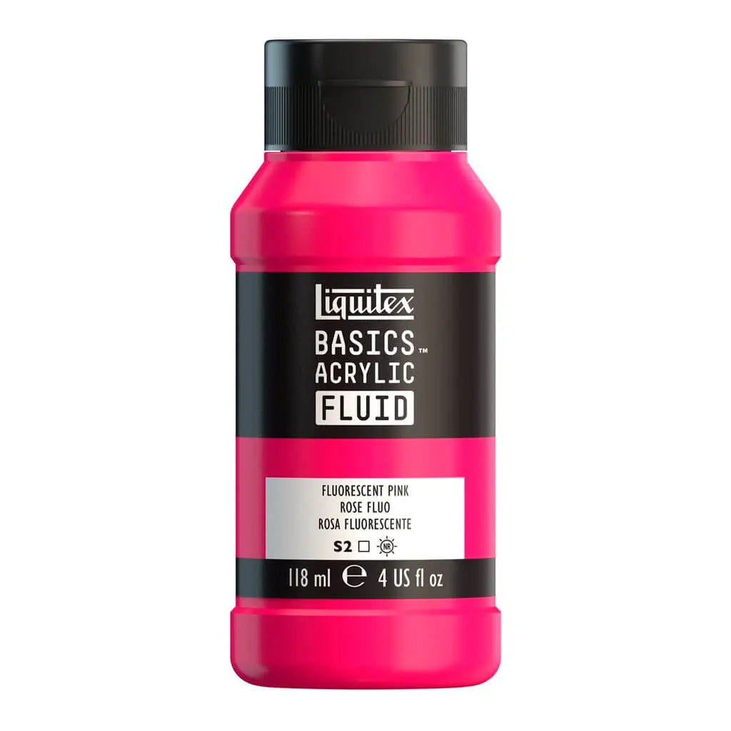 Liquitex Basics Acrylic Fluid  118ml (4oz) Bottle Fluorescent Pink S1