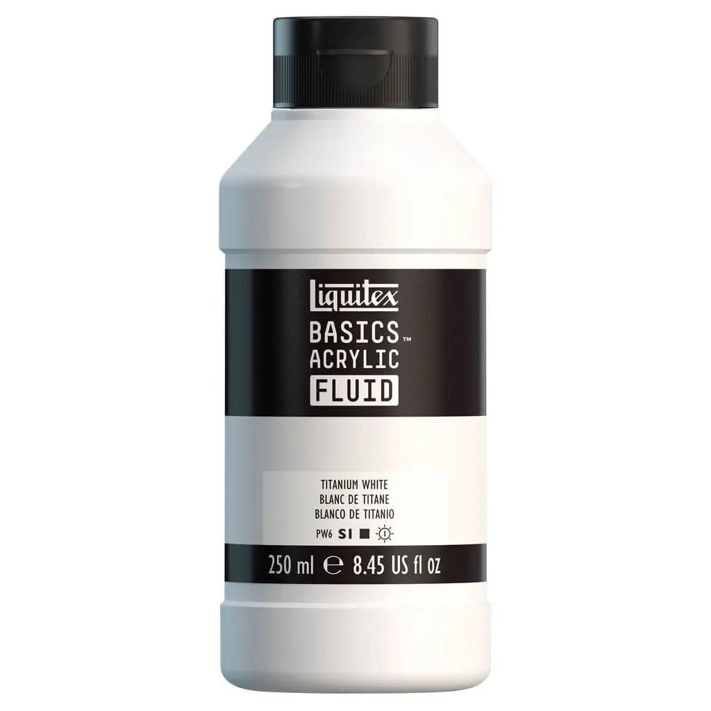 Liquitex Basics Acrylic Fluid  250ml (8.45oz) Bottle Titanium White S1
