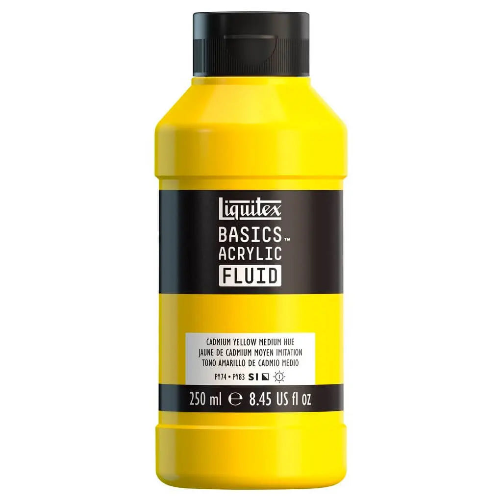 Liquitex Basics Acrylic Fluid  250ml (8.45oz) Bottle Cadmium Yellow Medium Hue S1