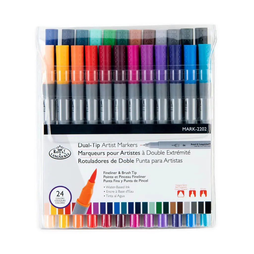 24pc Fineliner and Brush Dual-Tip Artist Markers
