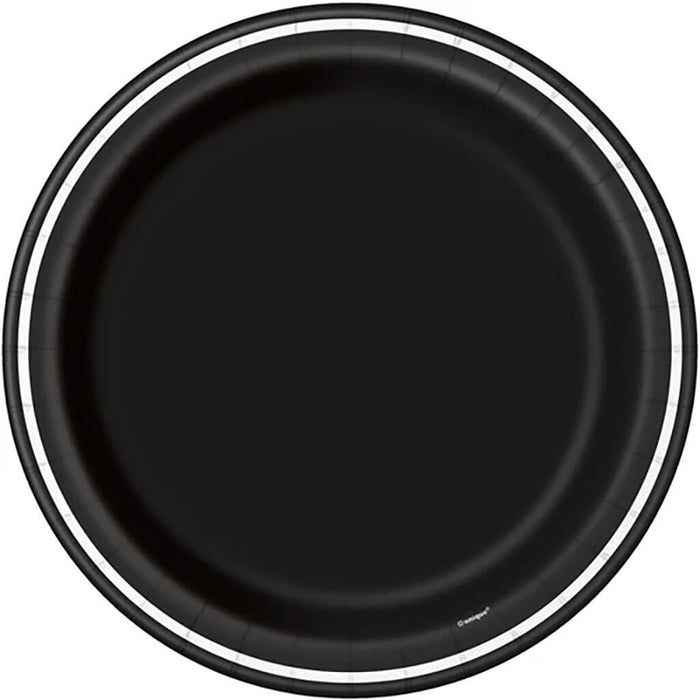 Black Striped Dessert Plates 7in, 8ct