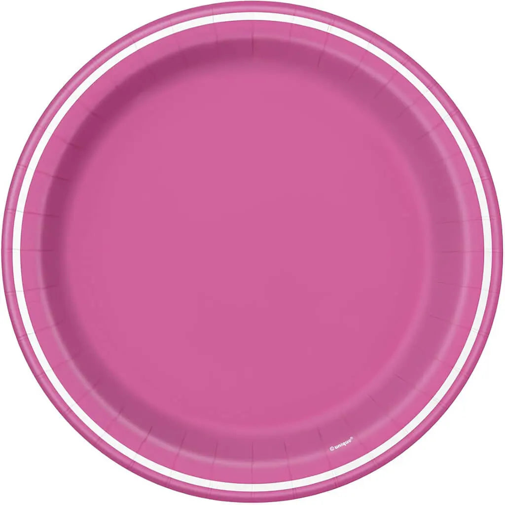 Hot Pink Striped Dinner Plates 9in, 8ct
