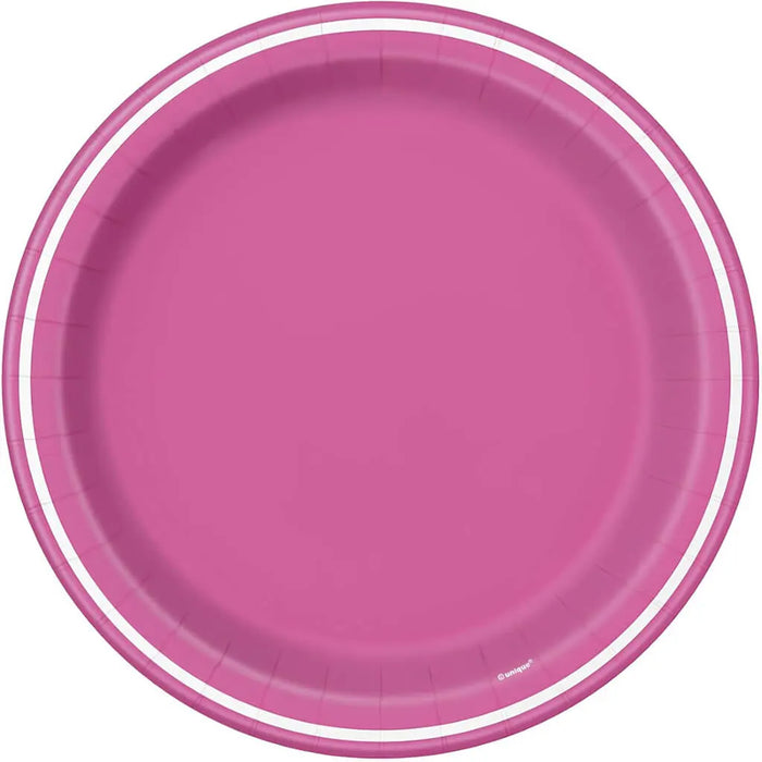 Hot Pink Striped Dinner Plates 9in, 8ct