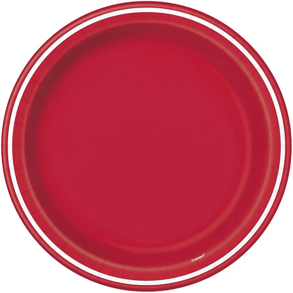 Red Striped Dinner Plates 9in, 8ct