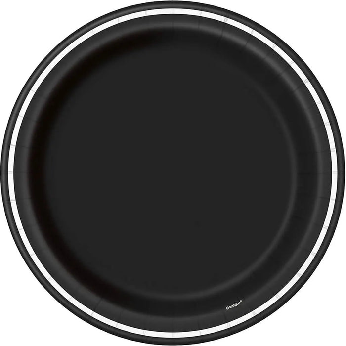 Black Striped Dinner Plates 9in, 8ct