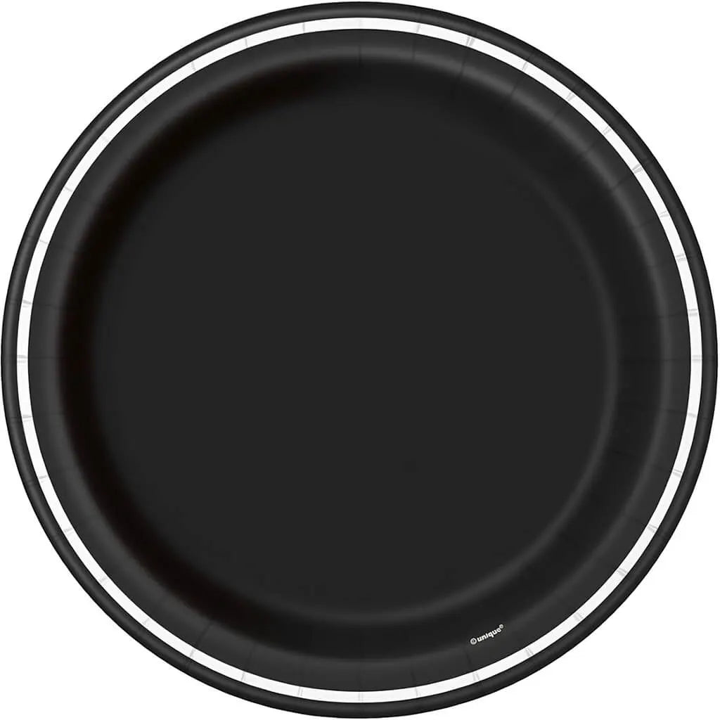 Black Striped Dinner Plates 9in, 8ct