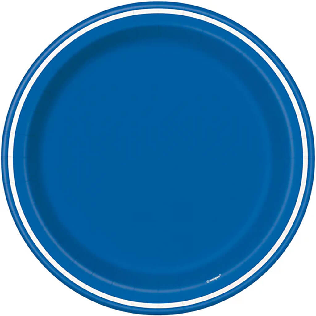 Royal Blue Striped Dinner Plates 9in, 8ct