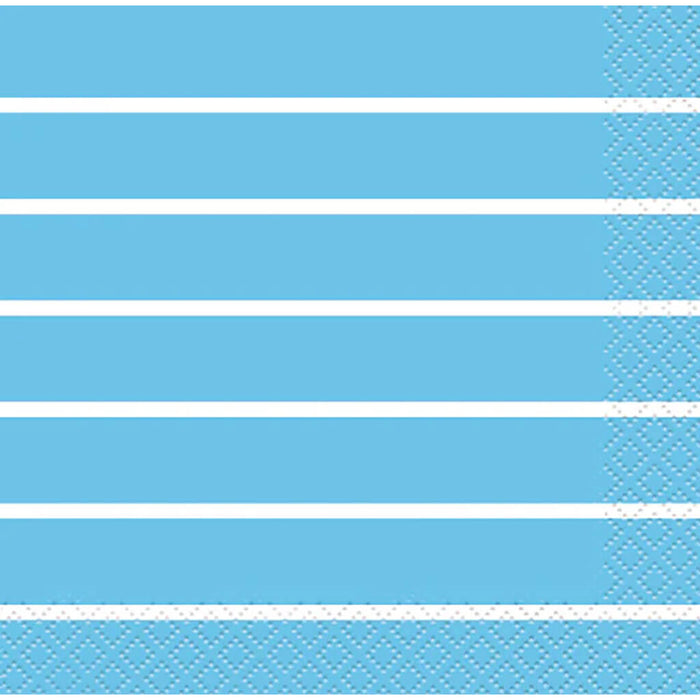 Powder Blue Striped Beverage Napkins, 16ct