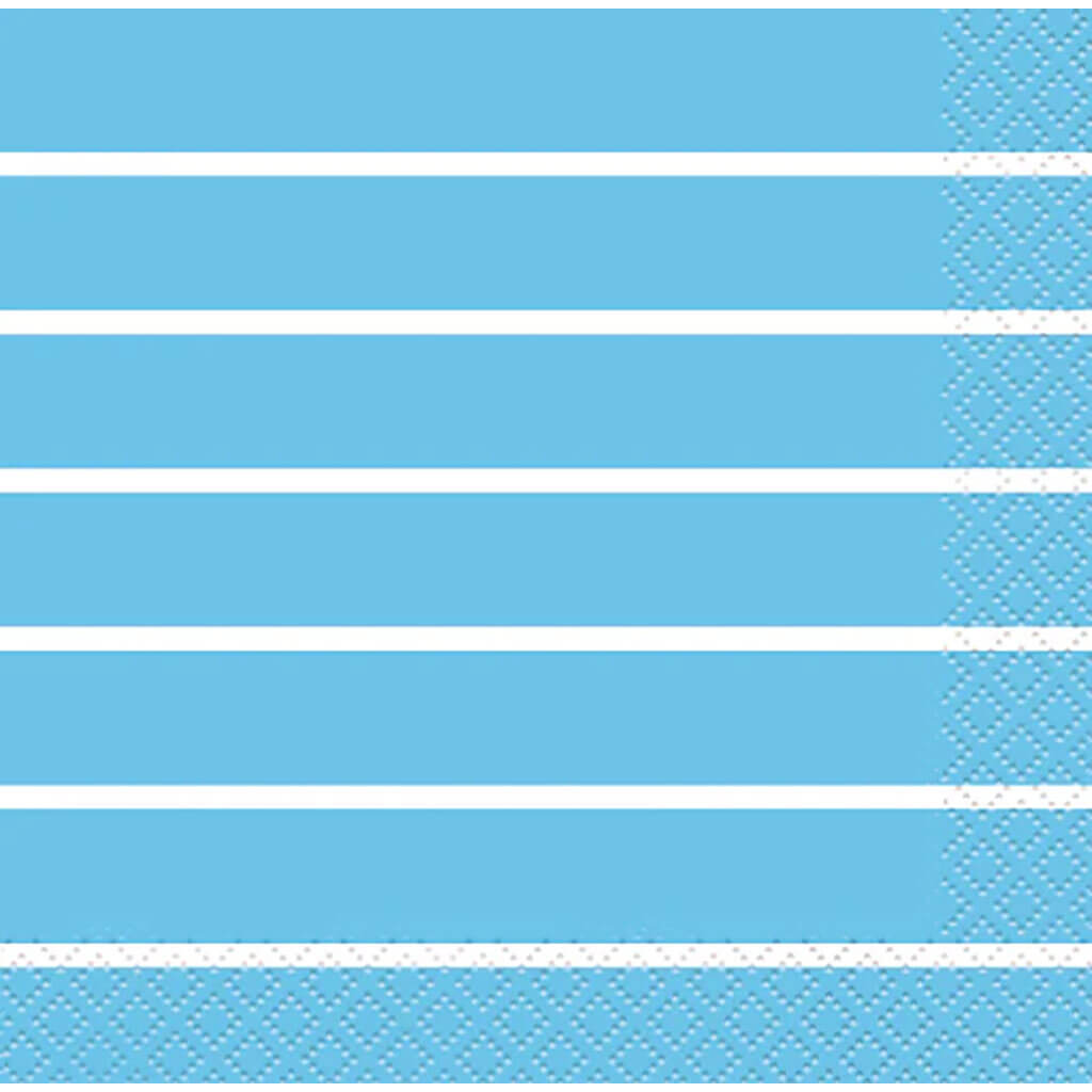 Powder Blue Striped Beverage Napkins, 16ct