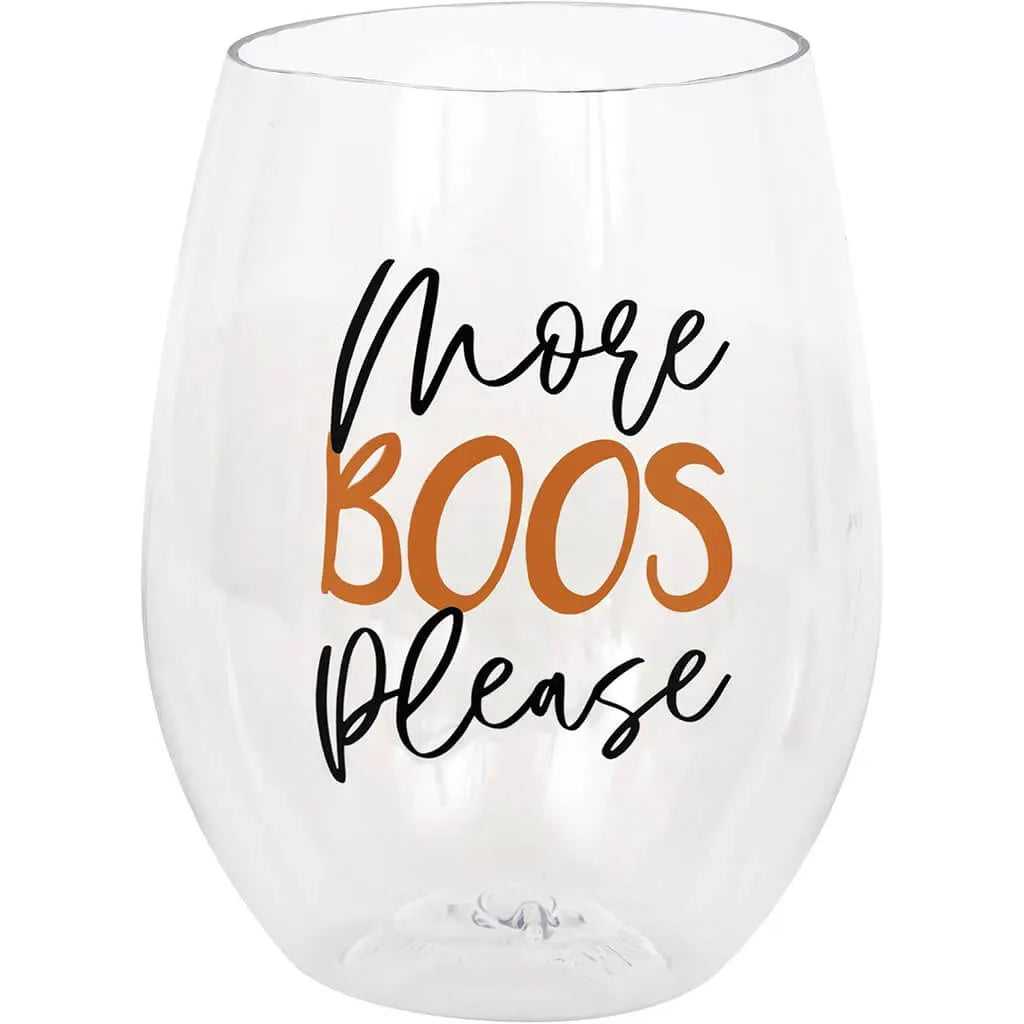 More Boos Please Stemless Wine Glass, 15oz