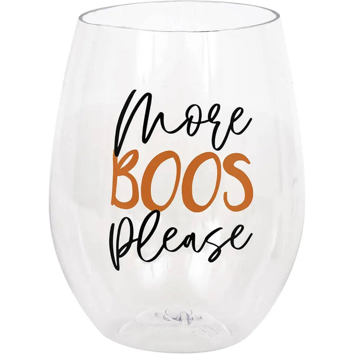 More Boos Please Stemless Wine Glass, 15oz