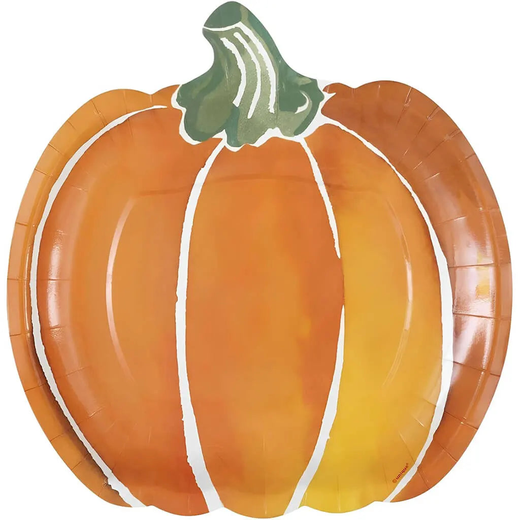 Pumpkin Shaped Plates 9in, 8ct