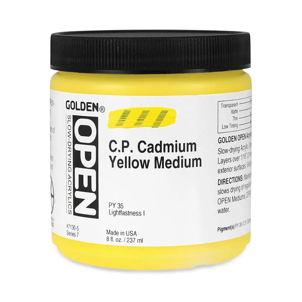 Golden OPEN Slow-Drying Acrylic Paint 8oz Cadmium Red Medium S9
