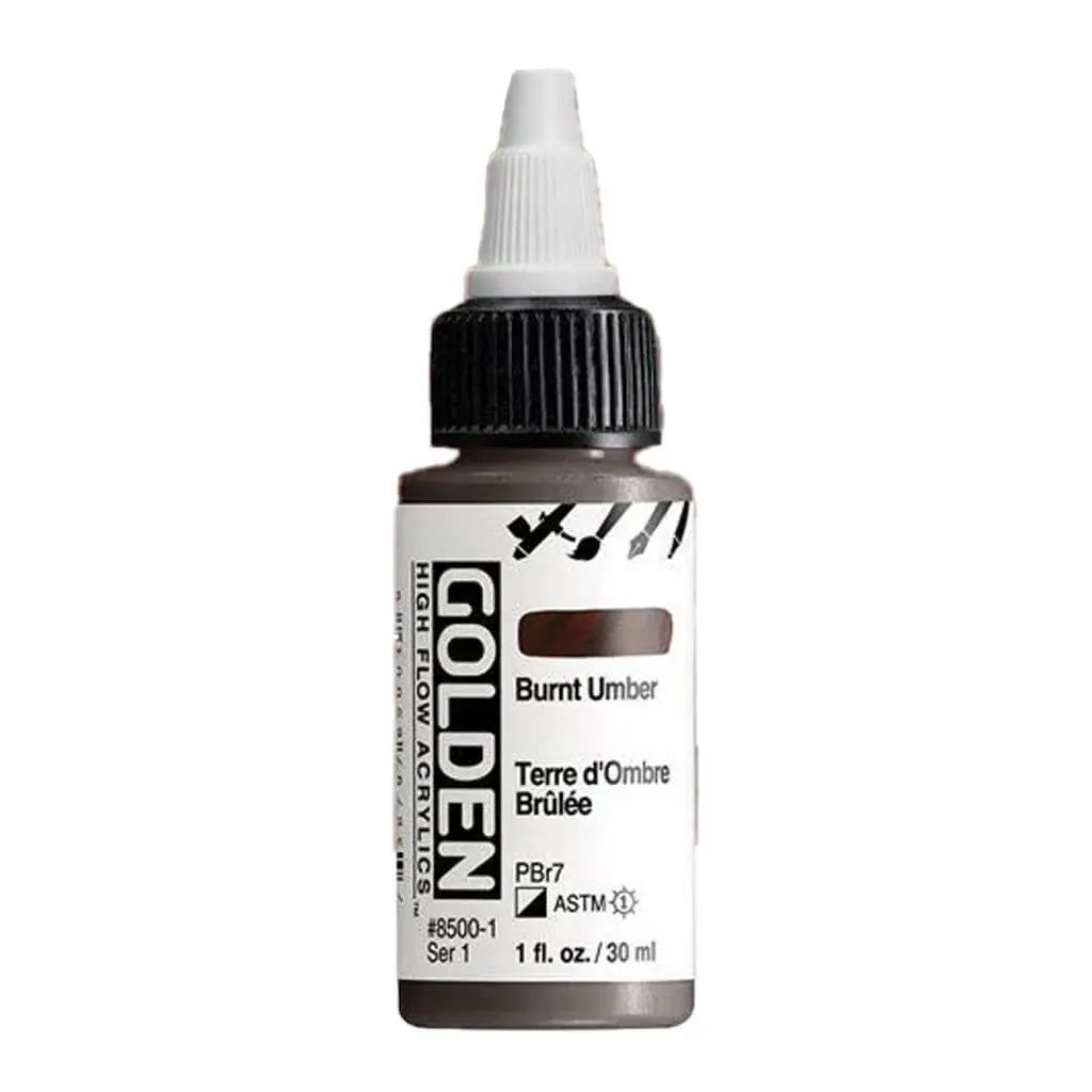 Golden High Flow Acrylic Paint 1oz Burnt Umber S1