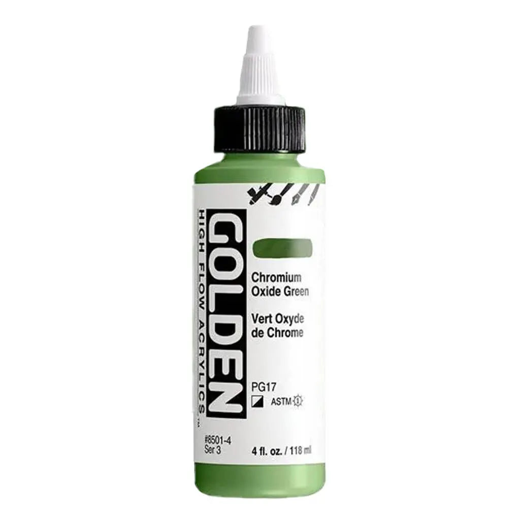Golden High Flow Acrylic Paint 4oz Chromium Oxide Green S3
