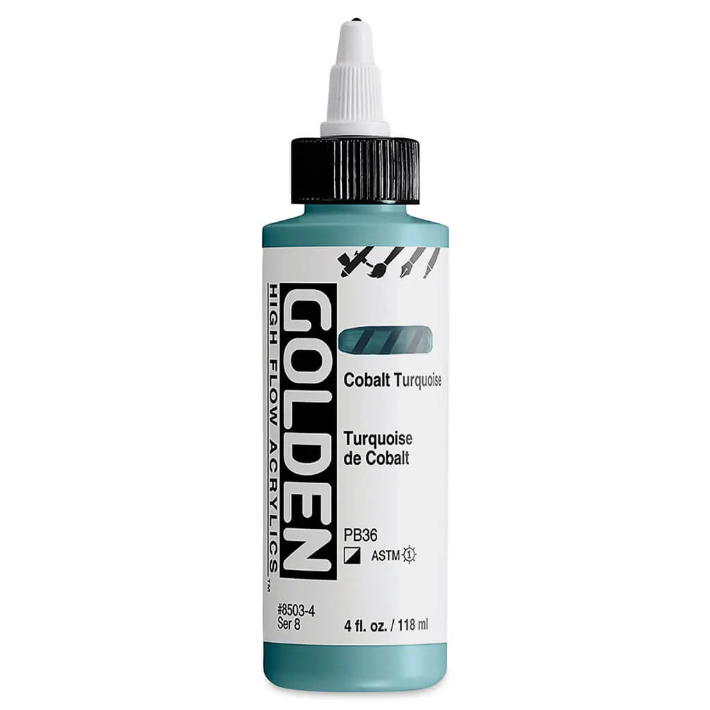 Golden High Flow Acrylic Paint 4oz Cobalt Turquoise S8
