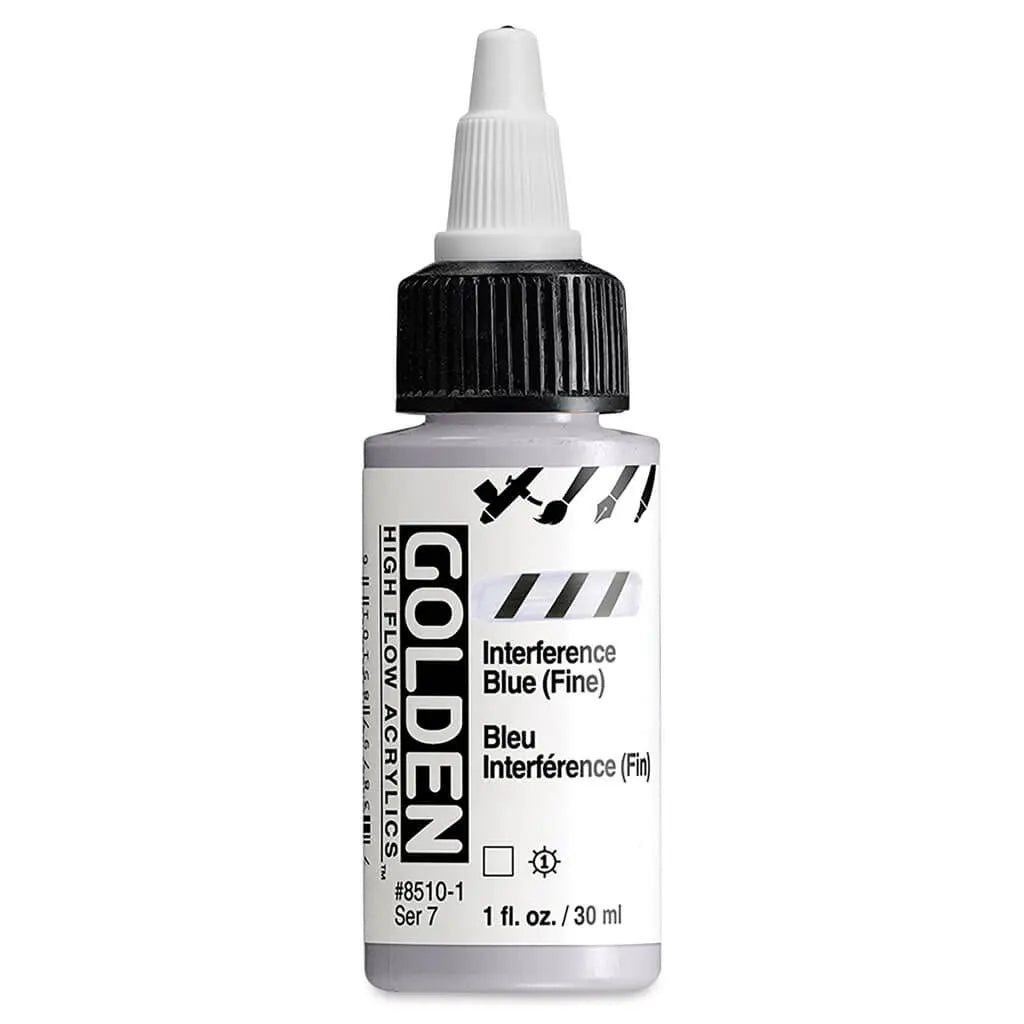 Golden High Flow Acrylic Paint 1oz Interference Blue fine S7