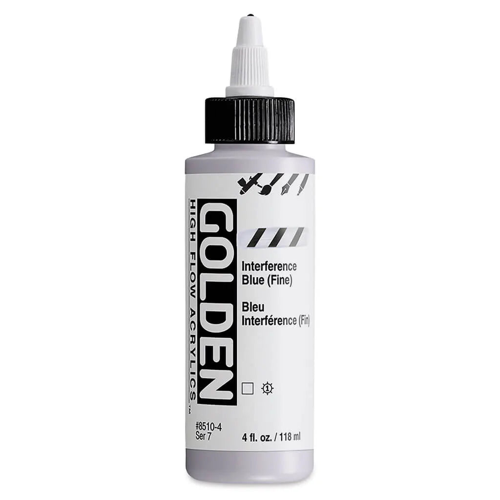 Golden High Flow Acrylic Paint 4oz Interference Blue fine S7