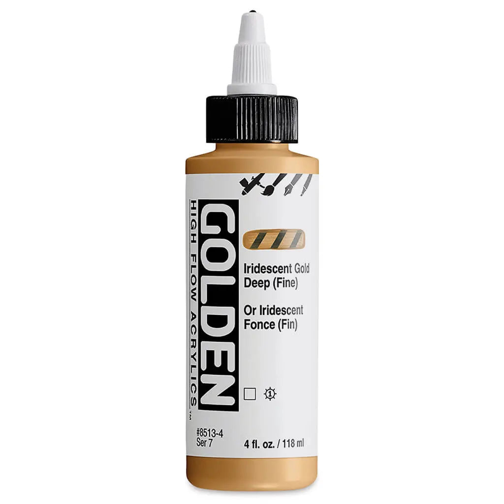 Golden High Flow Acrylic Paint 4oz Iridescent Gold Deep fine S7