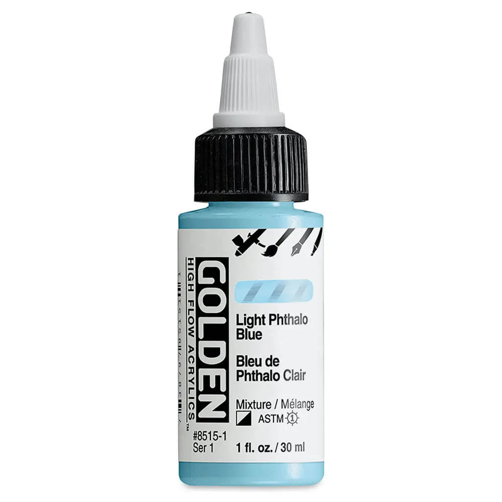 Golden High Flow Acrylic Paint 1oz Light Phthalo Blue S1