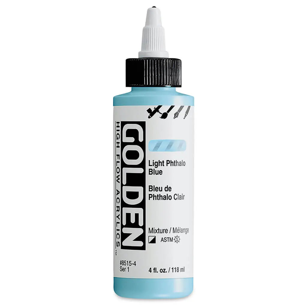 Golden High Flow Acrylic Paint 4oz Light Phthalo Blue S1