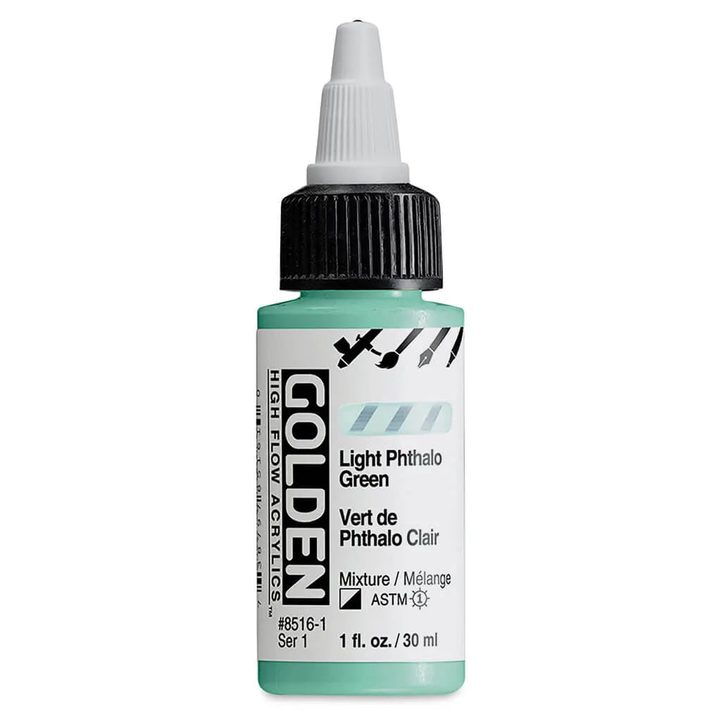 Golden High Flow Acrylic Paint 1oz Light Phthalo Green S1