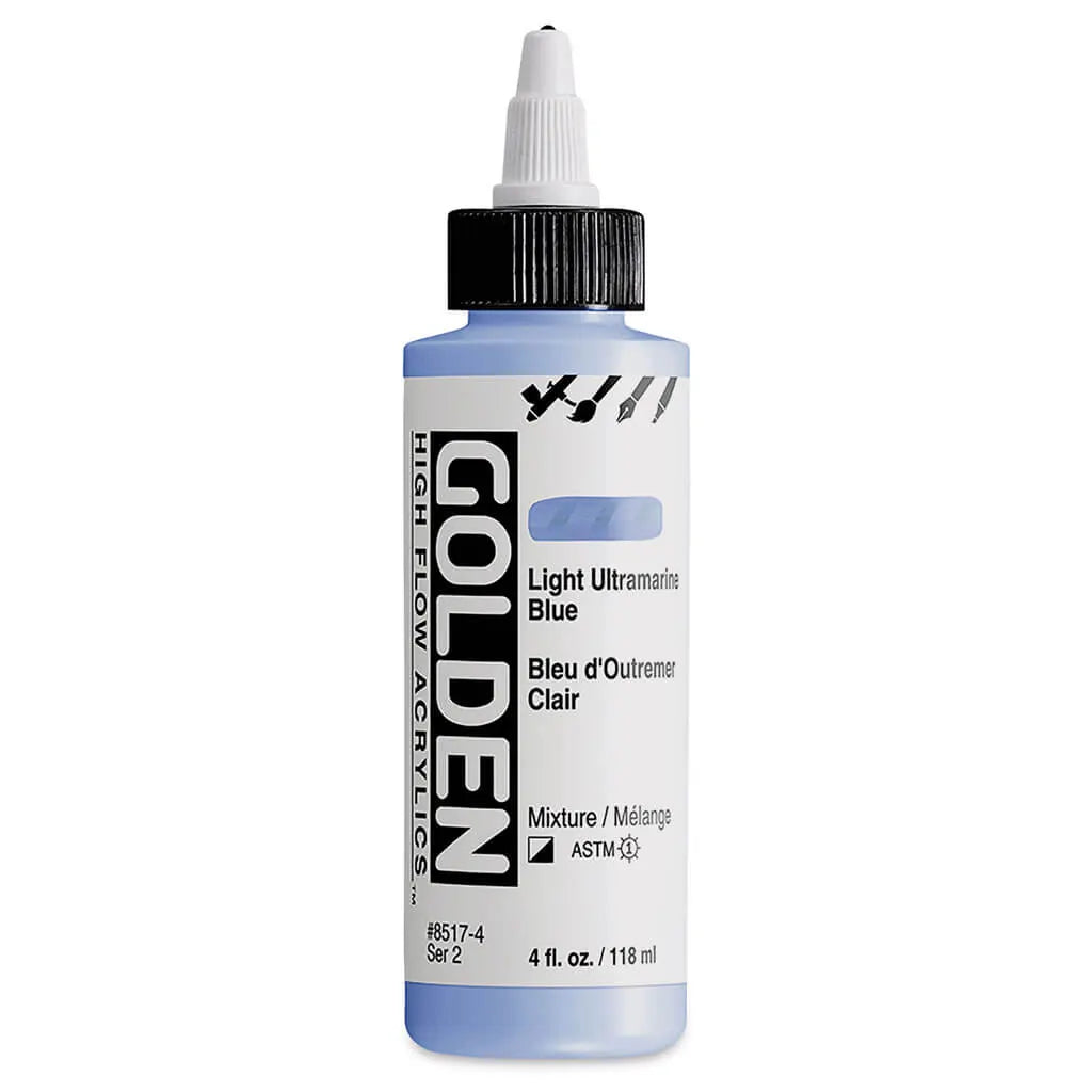 Golden High Flow Acrylic Paint 4oz Light Ultramarine Blue S2