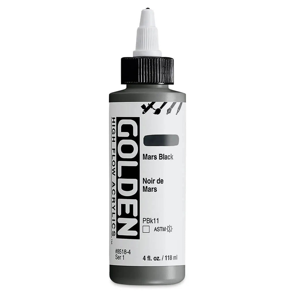 Golden High Flow Acrylic Paint 4oz Mars Black S1