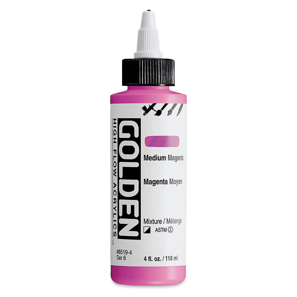 Golden High Flow Acrylic Paint 4oz Medium Magenta S6
