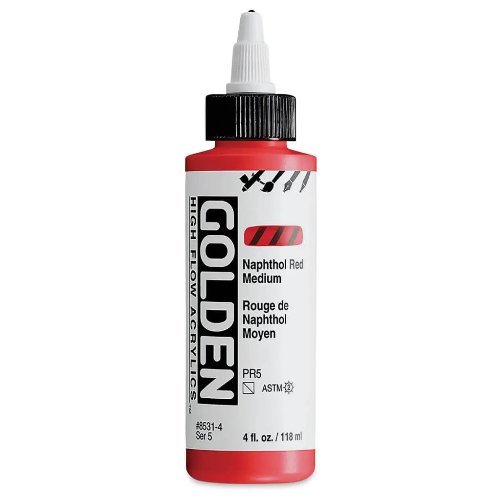 Golden High Flow Acrylic Paint 4oz Naphthol Red Medium S5