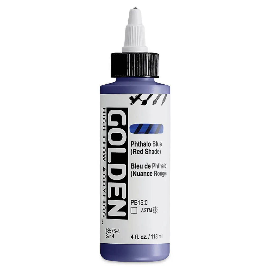 Golden High Flow Acrylic Paint 4oz Phthalo Blue Red Shade S4