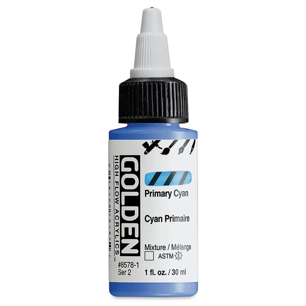 Golden High Flow Acrylic Paint 1oz Primary Cyan S2