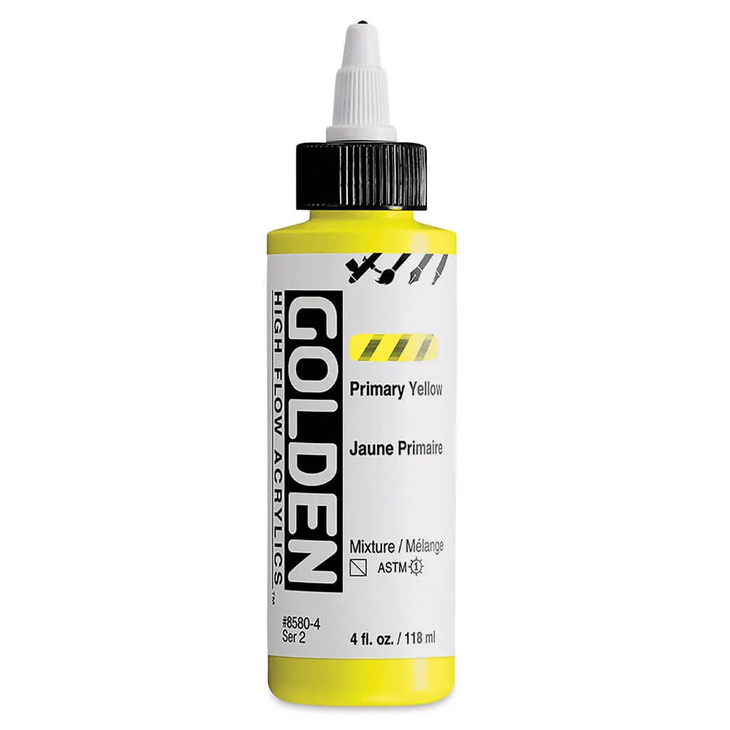 Golden High Flow Acrylic Paint 4oz Primary Yellow S2