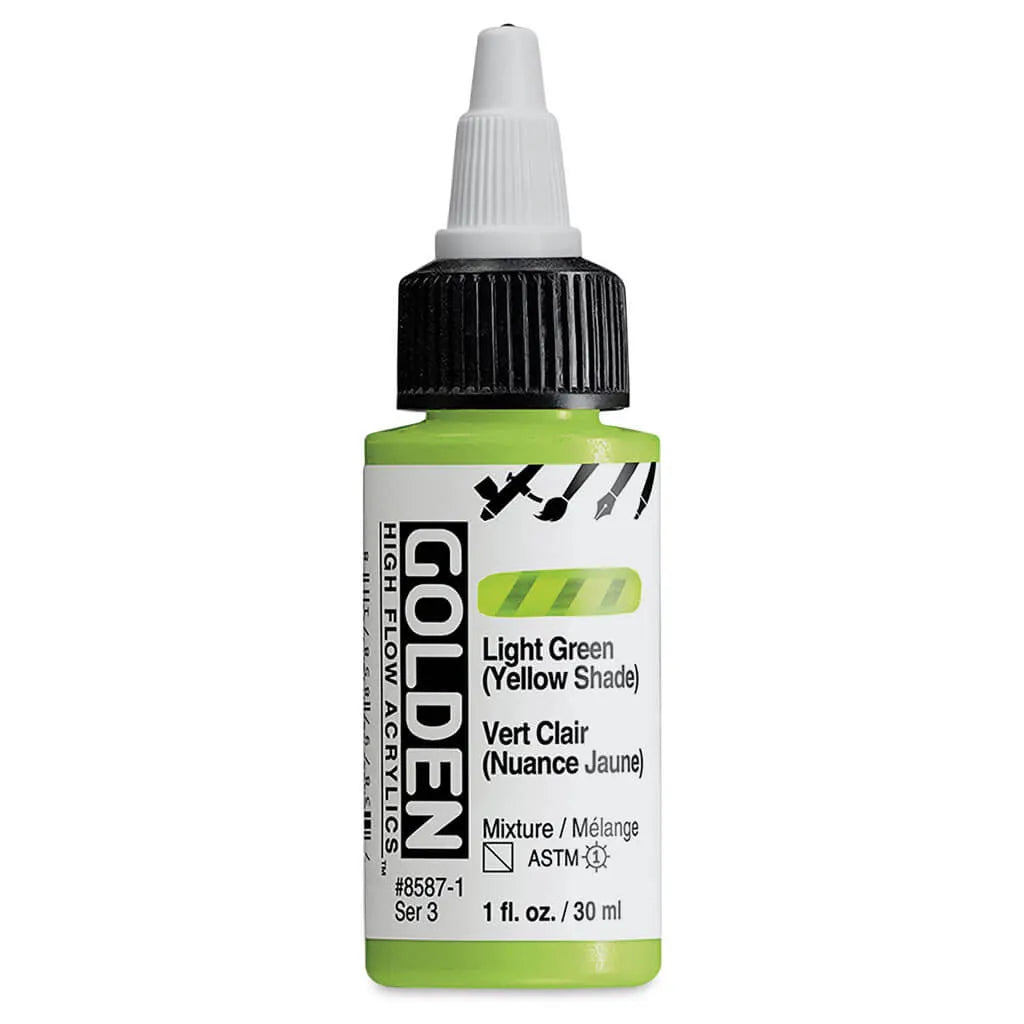 Golden High Flow Acrylic Paint 1oz Light Green Yellow Shade S3