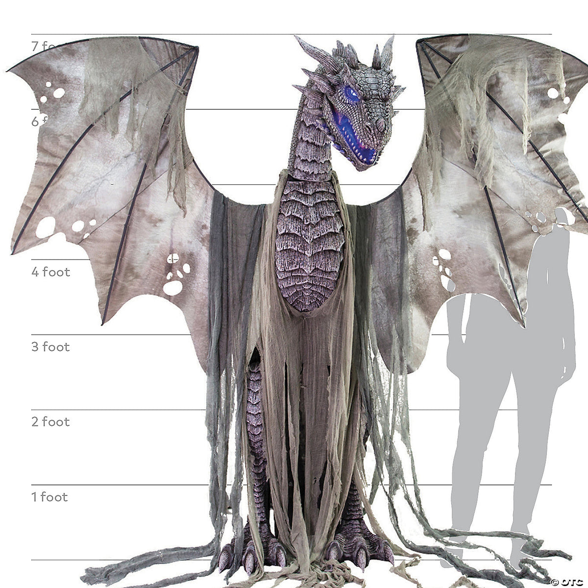 Winter Dragon Halloween Animated Prop, 7ft