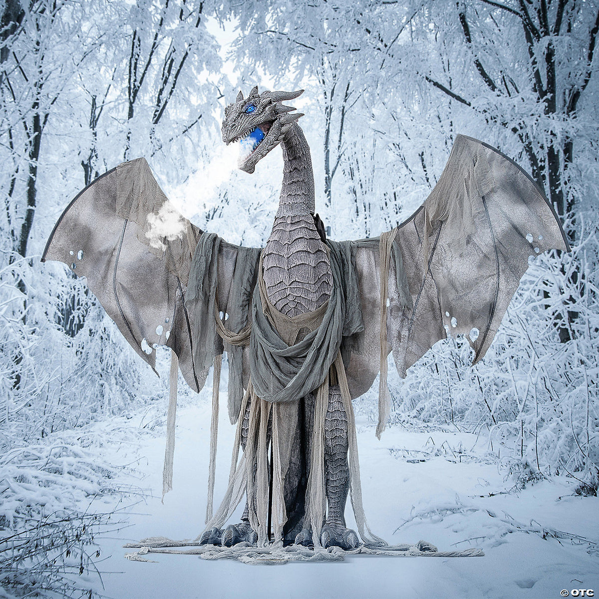 Winter Dragon Halloween Animated Prop, 7ft