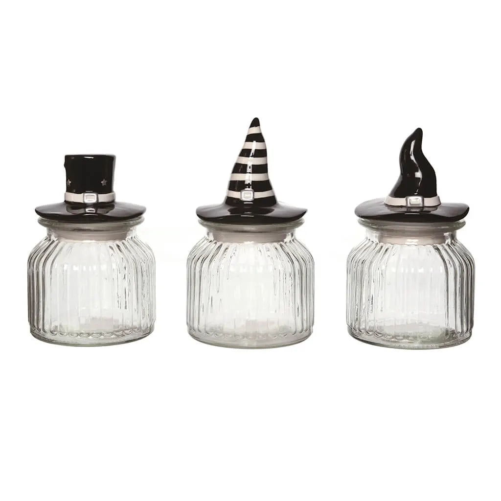 Dol Glass Witch Hat Candy Jar 3 Assorted