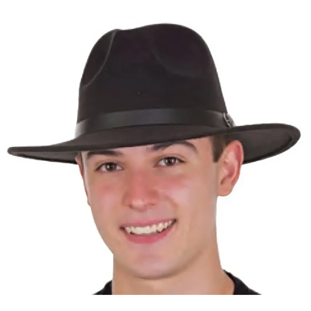 Black Felt Trilby with Vinyl Belt Band