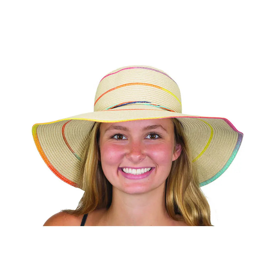 Toyo Swinger with Multi Color Stripes Hat, Light Wheat