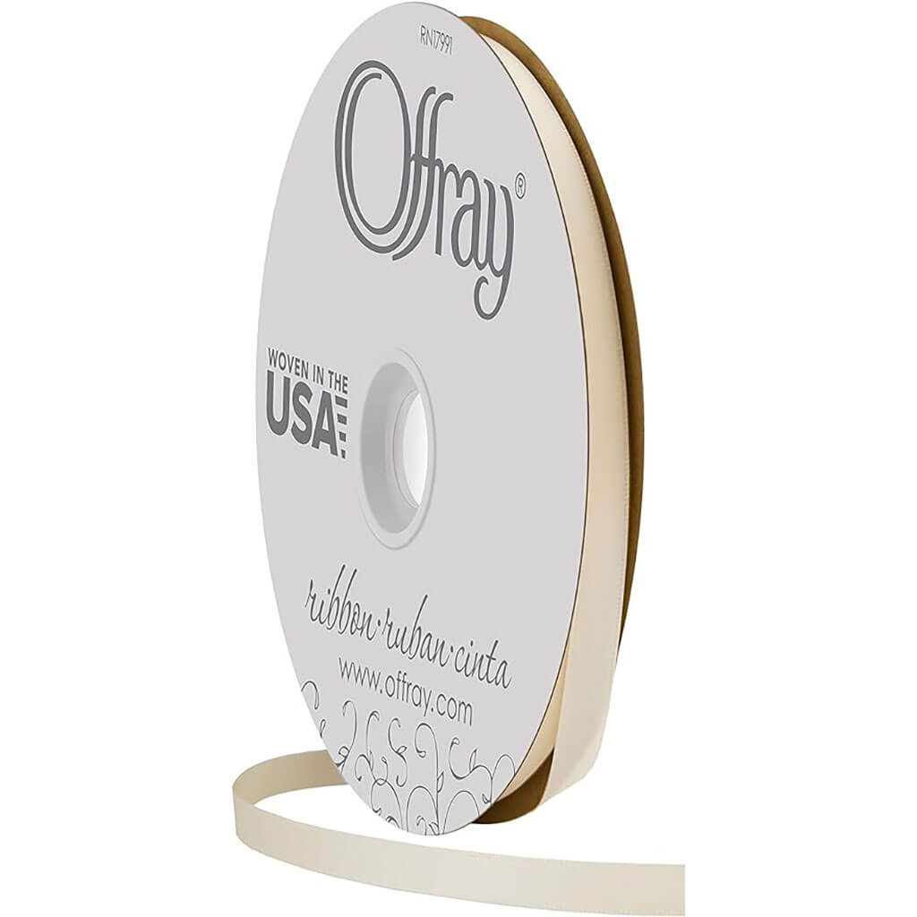 Double Face Satin Ribbon Ivory, 3/8in x 20yds