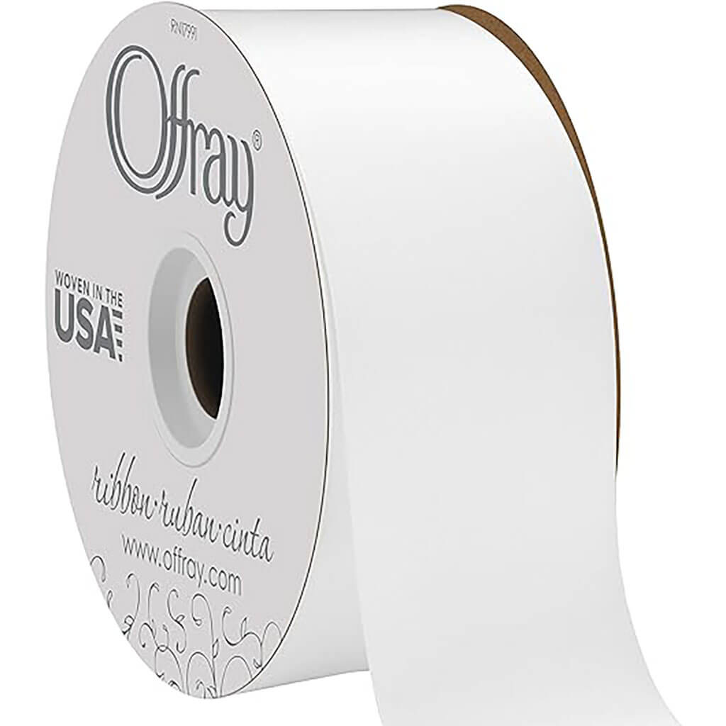 Double Face Satin Ribbon White, 2.25in x 50yds