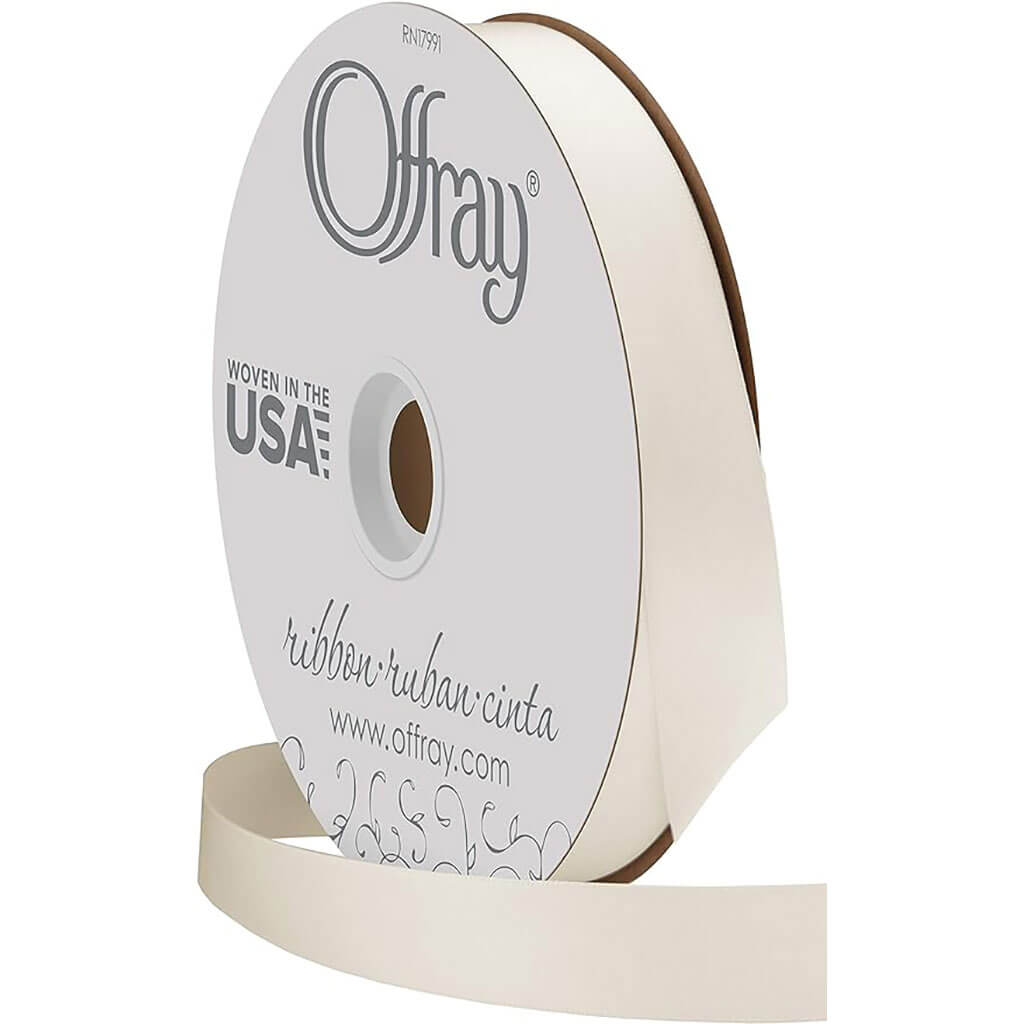 Double Face Satin Ribbon Antique White, 7/8in x 20yds