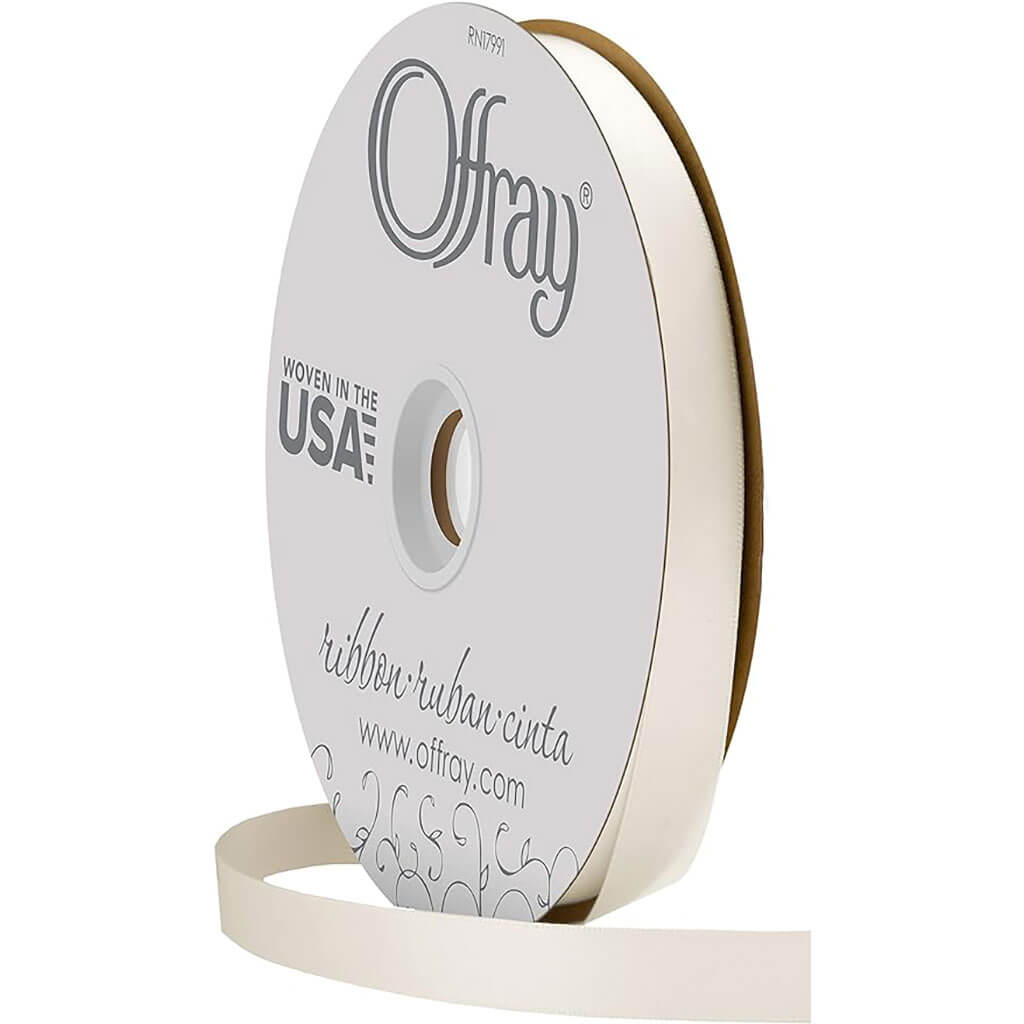 Double Face Satin Ribbon Antique White, 7/8in x 100yds