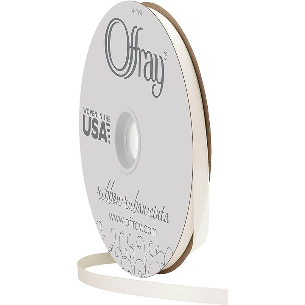 Double Face Satin Ribbon Antique White, 7/8in x 20yds