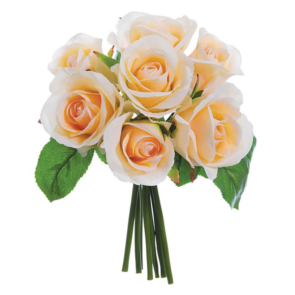 Rose Bouquet X 7 Apricot, 9in